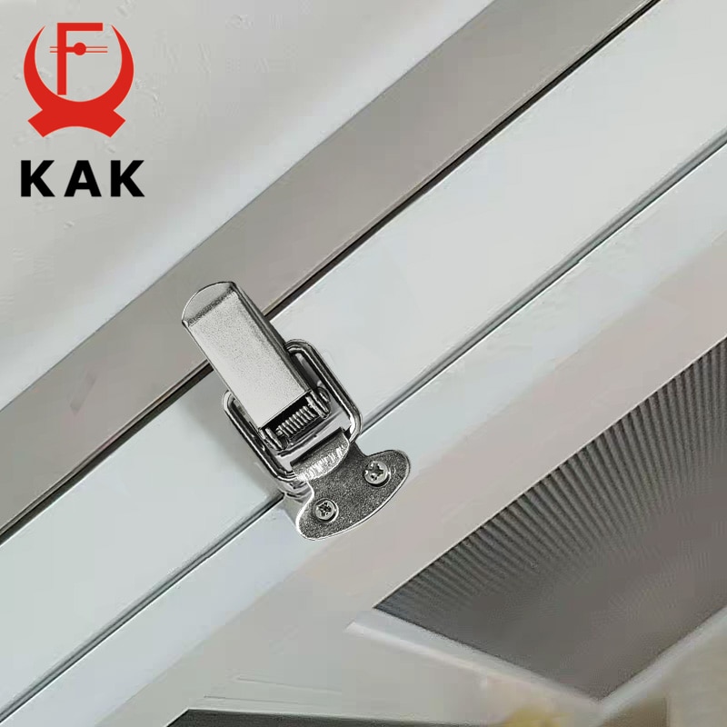 5PCS KAK J107 Hardware Cabinet Boxes Spring Loaded Latch Catch Toggle Hasp 46*21 Mild Steel Hasp For Sliding Door Simple Window