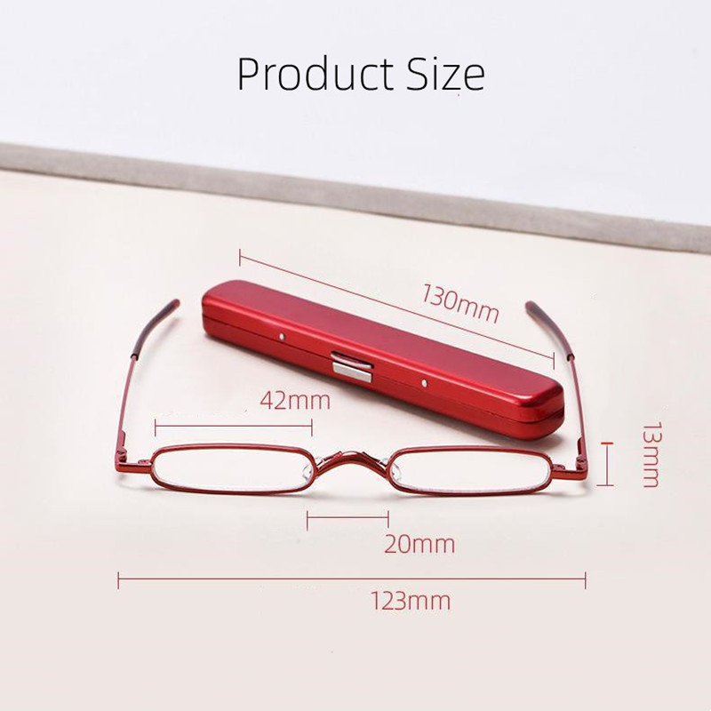 Gafas de lectura de bolsillo Unisex, Mini lectores de Metal delgados con estuche de tubo de bolígrafo, dioptrías + 1,0/1,5/2,0,