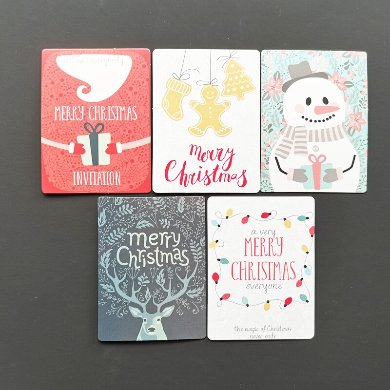 50pc/lot Christmas Snowman Deer Merry Christmas Small Message Card Writable Card 6x8cm decoration card