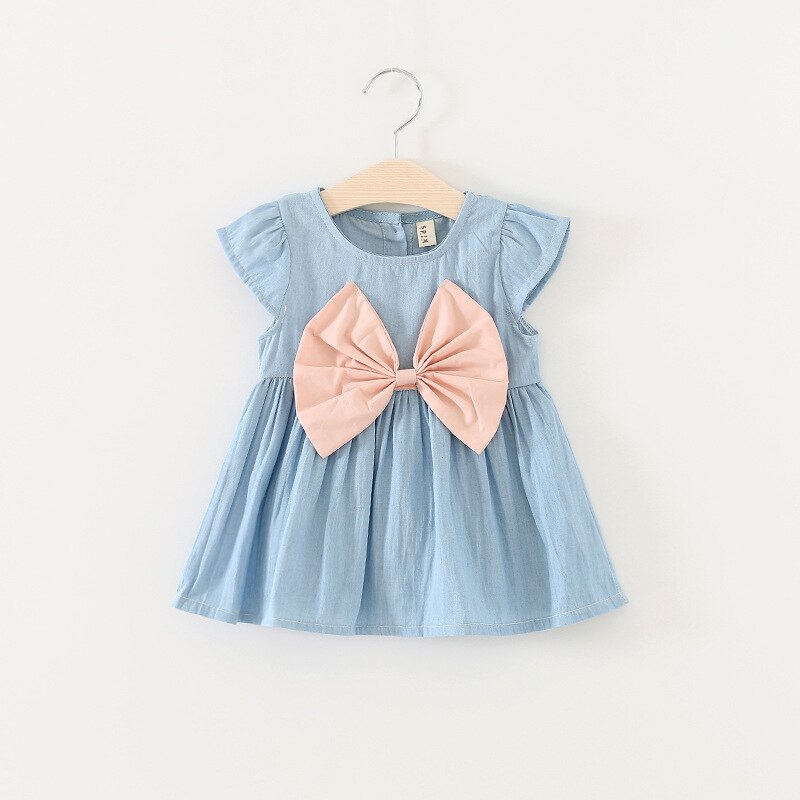 2022 Summer Outfit Newborn Baby Girl Dresses Cute Bow Sleeveless Cotton Infant Princess Blue Dress Toddler Clothes 0-24Months: G10-pink / 8(6-12M)