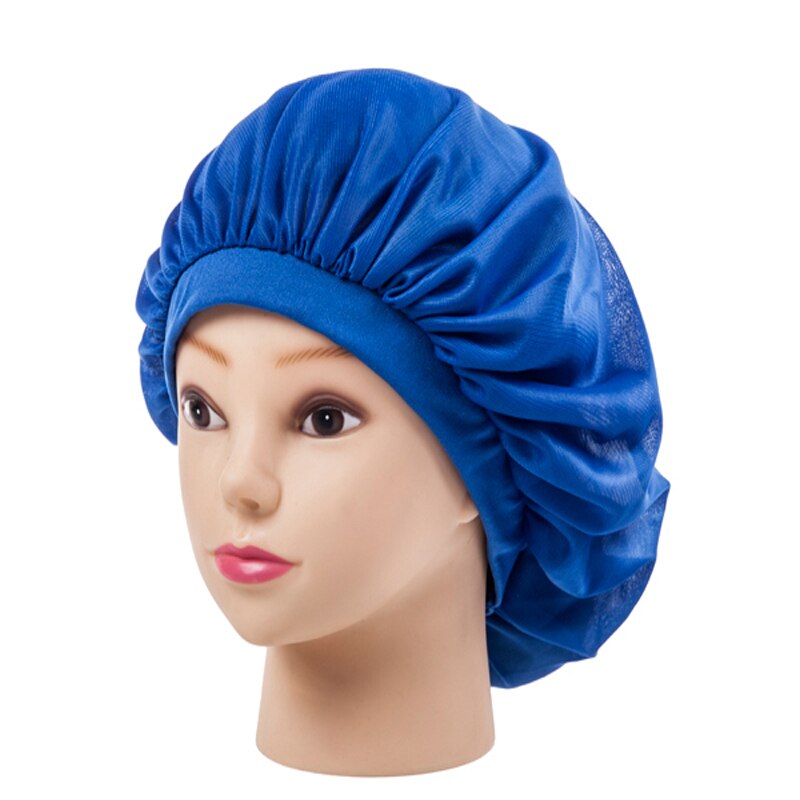 Bredjuster trikot stoff panser hårstyling cap kort hårpleie kvinner nattsov lue silke hode wrap dusjhette