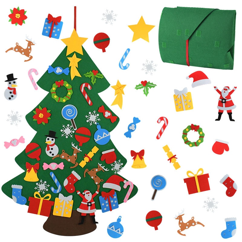 32Pcs Vilt Kerstboom Kerstman Vrolijk Kerstfeest Decoraties Voor Huis Kinderen Speelgoed Diy Kerstboom Ornament Xmas boom