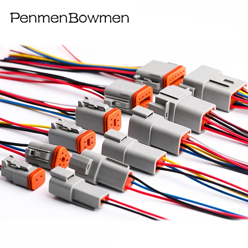 1 conector Deutsch DT 2 3 4 6 8 12 pines arnés de cables de enchufe eléctrico de coche impermeable macho hembra con Cable DT06-2S DT04-2P