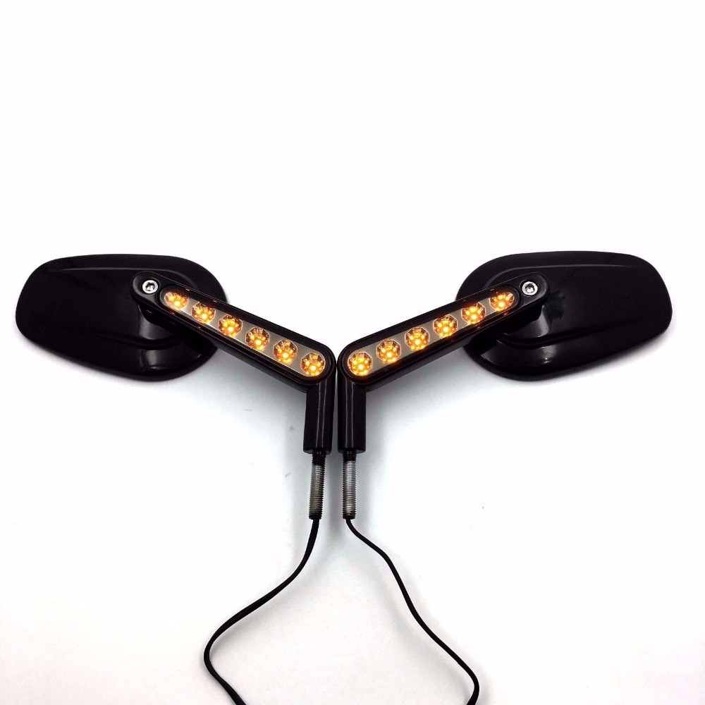 Rétroviseur Moto Paire Noir/Chrome Muscle LED Clignotants Lumière Moto Arrière rétroviseurs pour Harley V-ROD V TIGE VRSCF