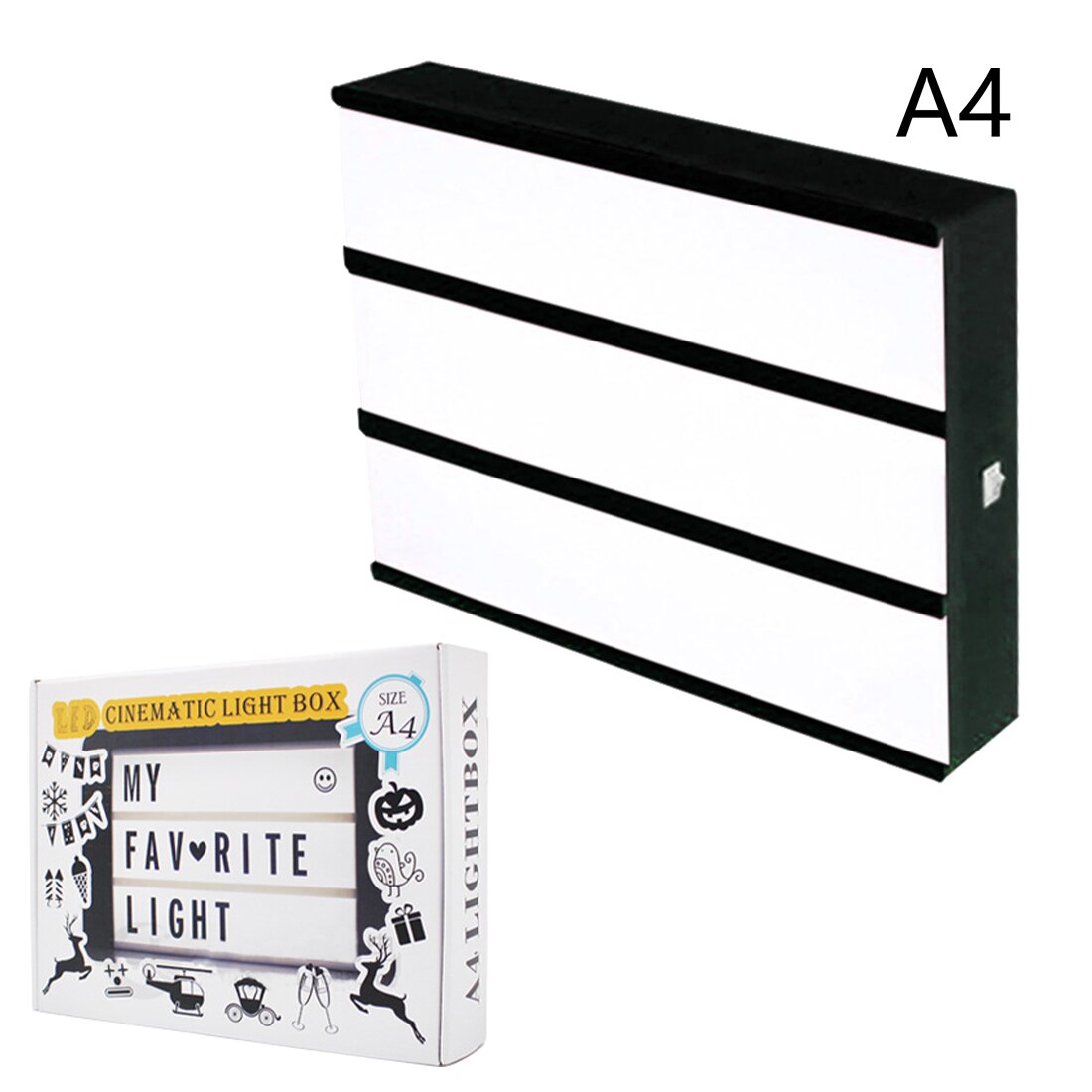 LED Light Box Letters DIY Lightbox Black Letters Cards Combination Night Light A4/A6 White Pink Black USB Powered Cinema Lamp:  A4 90pcs