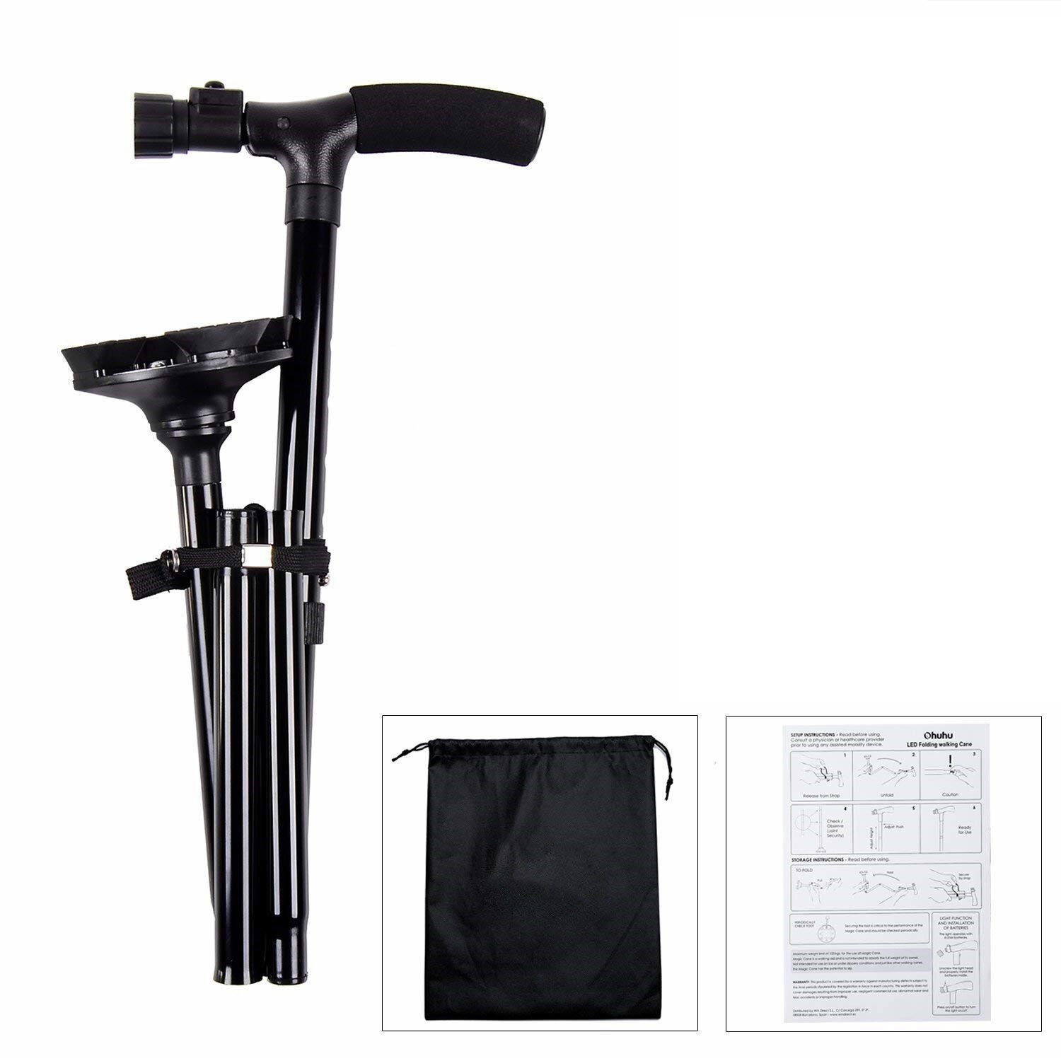 LED light walking stick Thandle walking cane for Grandado