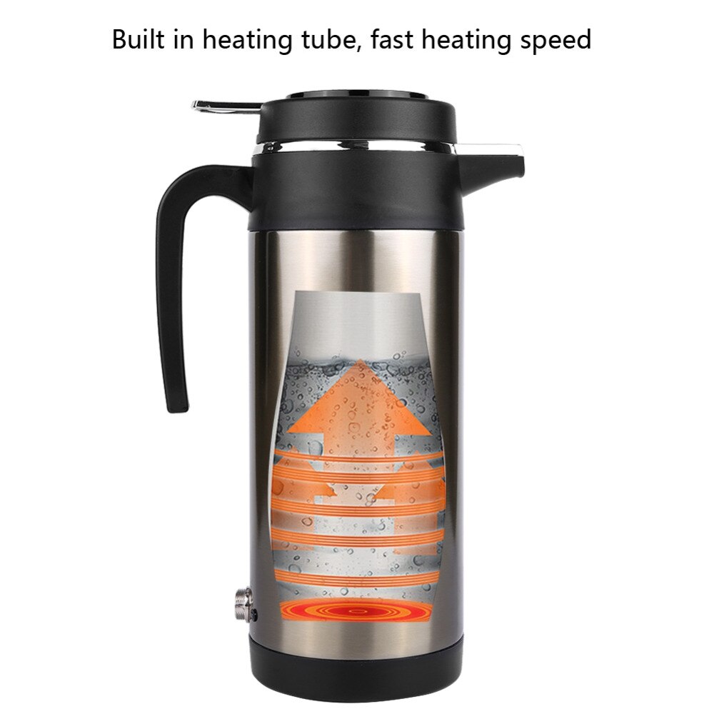 1200ml 12v/24v varmekedel rustfrit stål in-car elkedel med cigarettænder køretøj rejse vand til bil