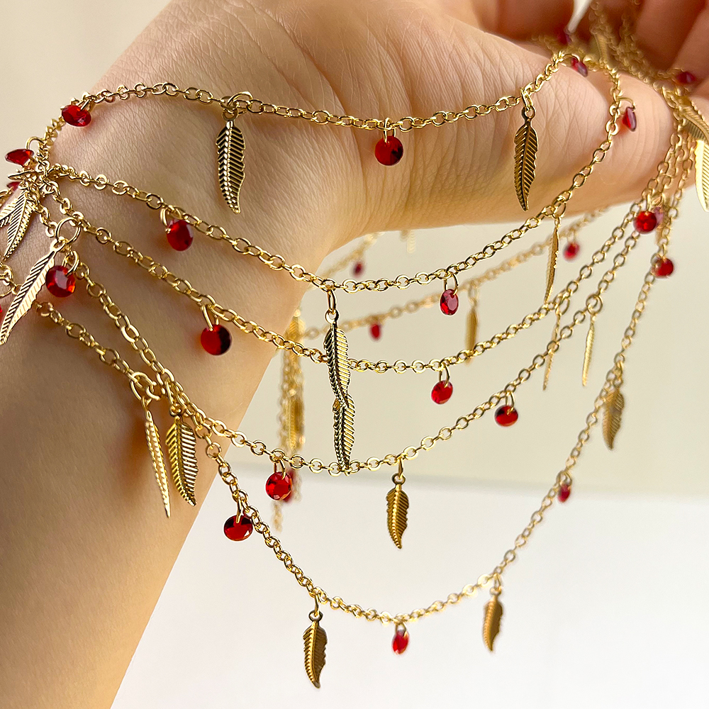 0,5 metros, 1 metro, 2 metros, cadena con cuentas de cristal rojo, cadena de eslabones con dijes, cadenas de cobre, DIY, collar, pulsera, tela, fabricación de joyas