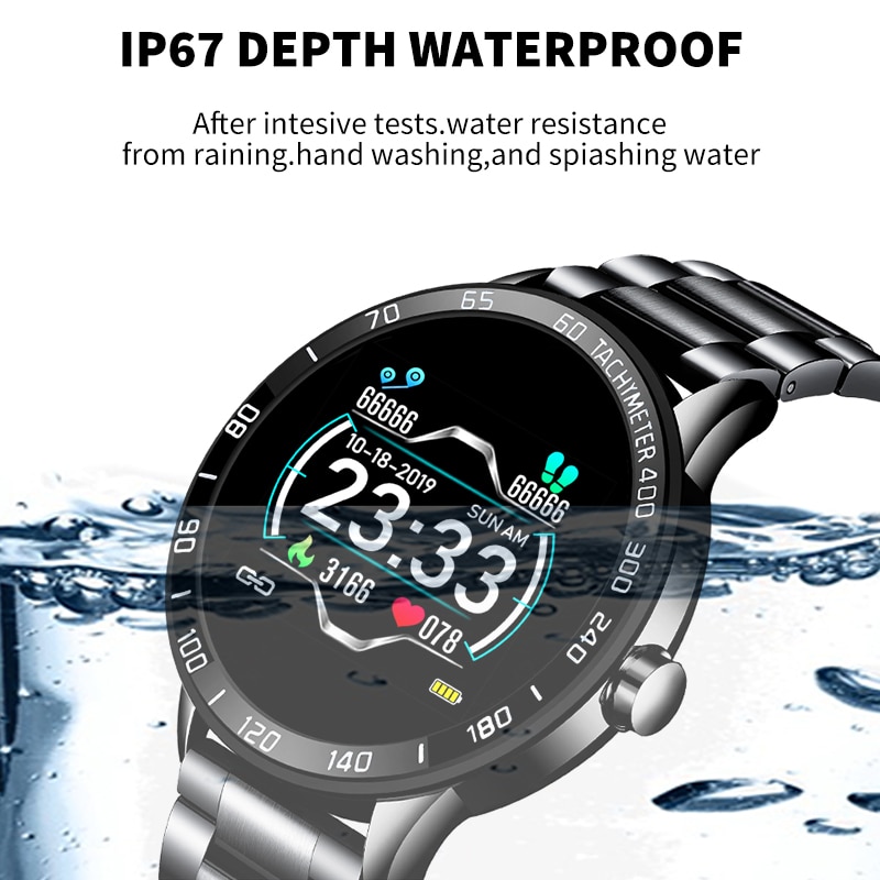 LIGE ceinture en acier montre intelligente hommes fréquence cardiaque pression artérielle surveillance de la santé Sport étanche Sport Smartwatch Fitness Tracker