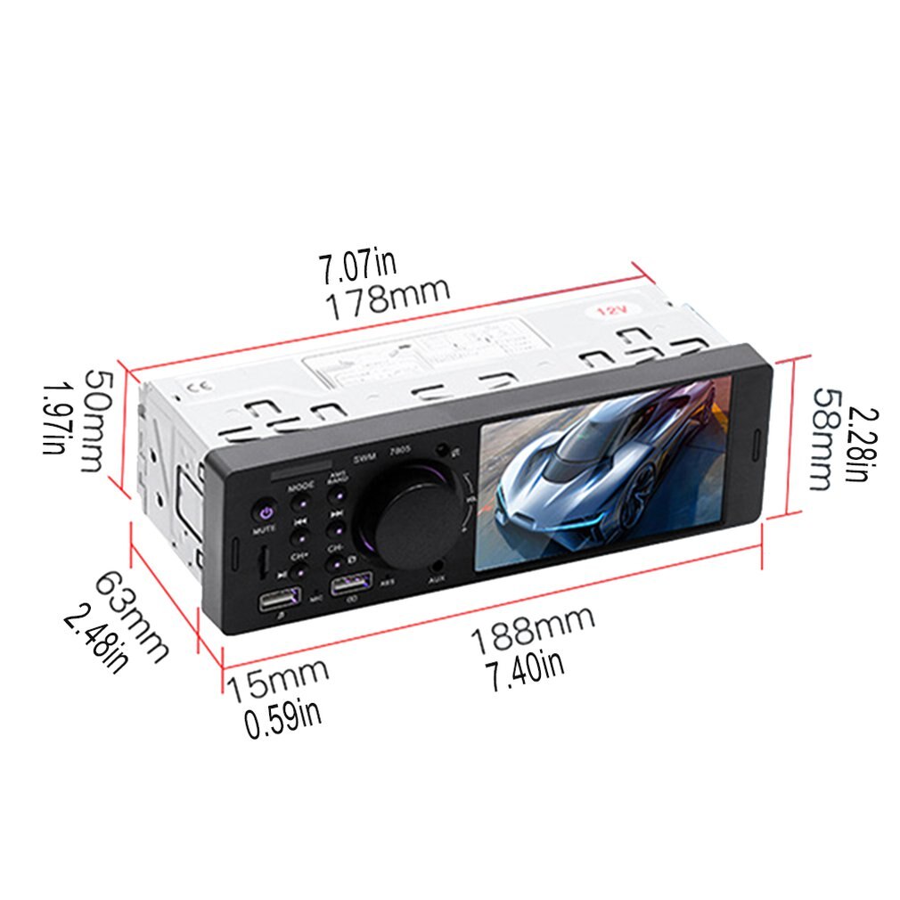 4.1 Inch Auto Hd Groot Scherm Bt Auto Mp5 Speler Auto Mp3 Mp4 Card Machine Auto Radio Host Omkeren Video speler