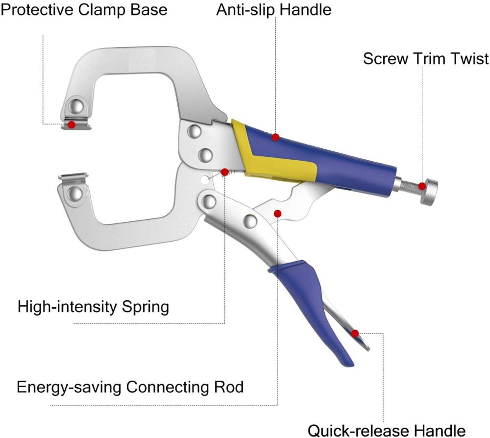 6 ''+ 9'' + 11 ''Vergrendeling C-Clamp Heavy Duty Ergonomische Grip C-Type Vergrendeling lassen Houtbewerking Tang Quick Release