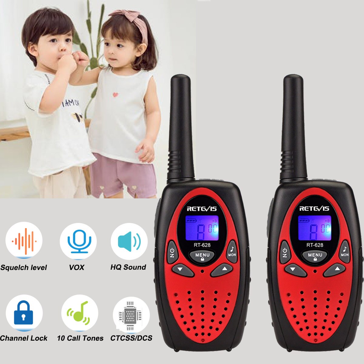 1pc Walkie Talkie Kids Radio Station RETEVIS RT628 0.5W Hf Transceiver Ham Radio UHF Two Way Radio J1026