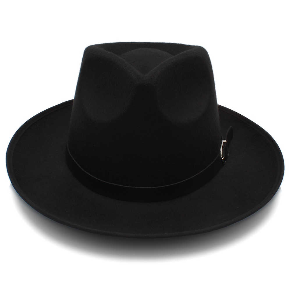 Mannen Vrouwen Wollen Panama Hoeden Brede Rand Fedora Caps Trilby Zonnehoed Klassieke Retro Party Street Style Travel Size Us 7 1/4 Uk L: Black