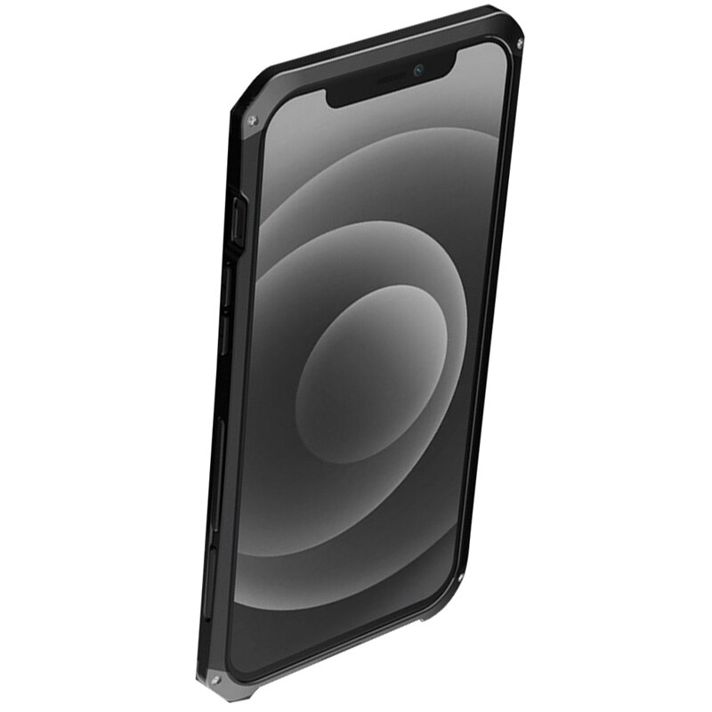 Phone Case for Apple iPhone 12 Pro - Metal Frame, 3-Section Design, Protective Shell: Black