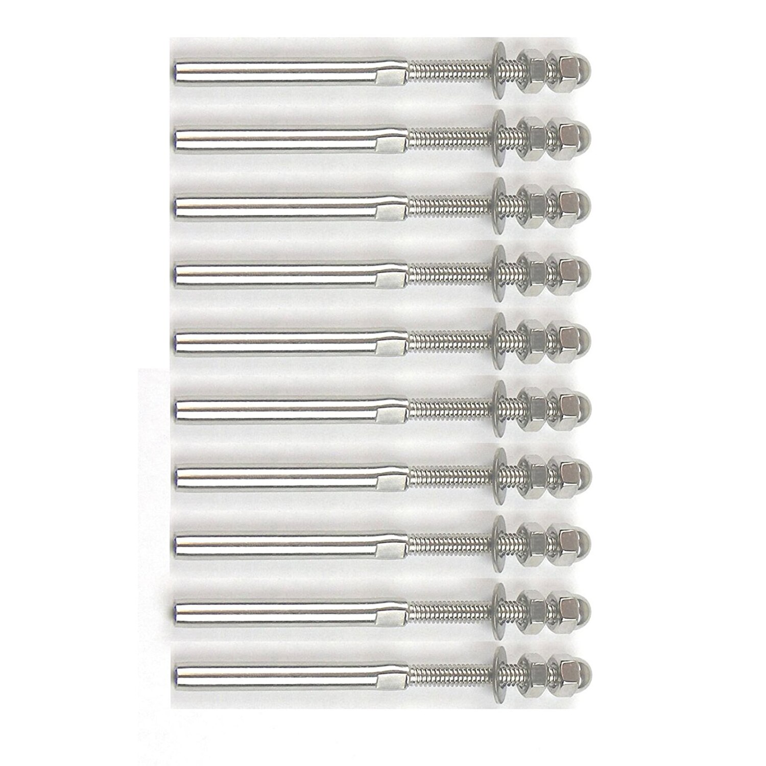 10 pcs Stainless Steel Cable Railing End Fitting Terminal - Stud End Fitting- Right Hand Swage- 1/8 INCH Cable - Hand