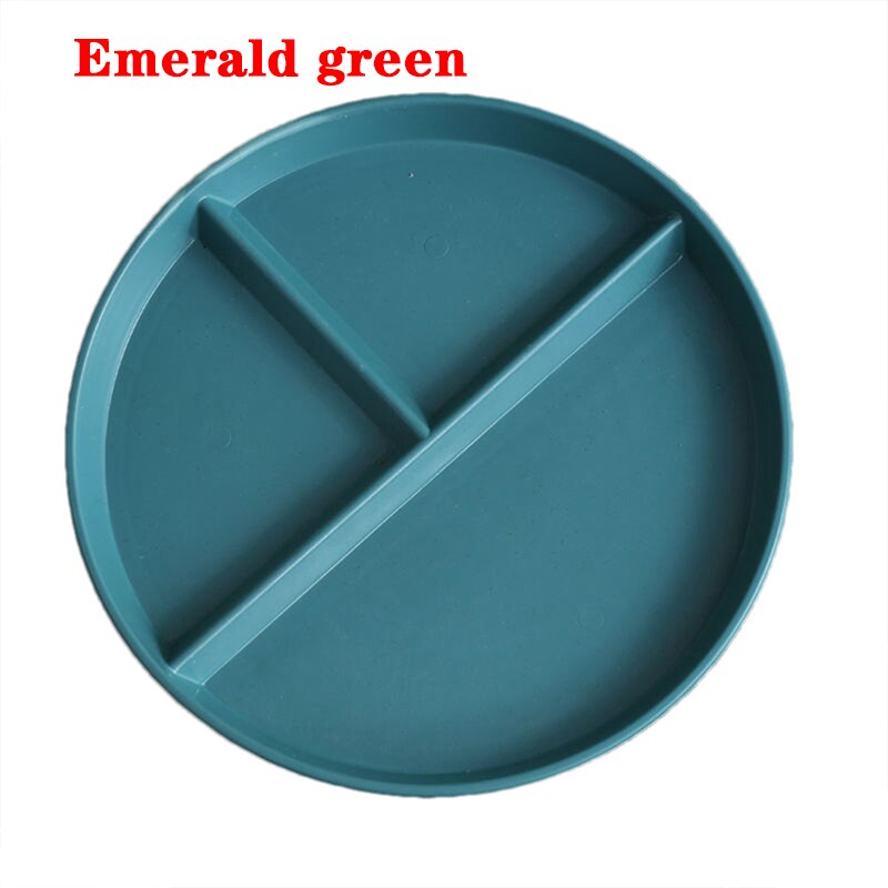 Plates For Food Dinner Plates Fruit Dinnerware Dining Compartment Plate Dessert Dishes Salad Kitchen Wheat Straw Tableware 3Grid: emerald green