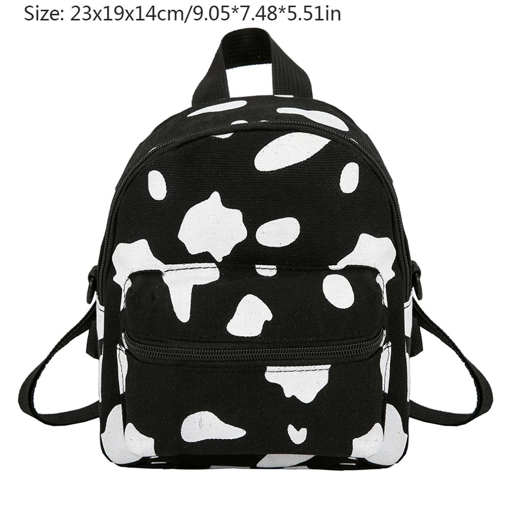 Ko mønster rygsæk til piger skole teenagere vintage afslappet skoletaske mochila feminina laptop taske tasker bogtaske rejsetaske: Type b sort