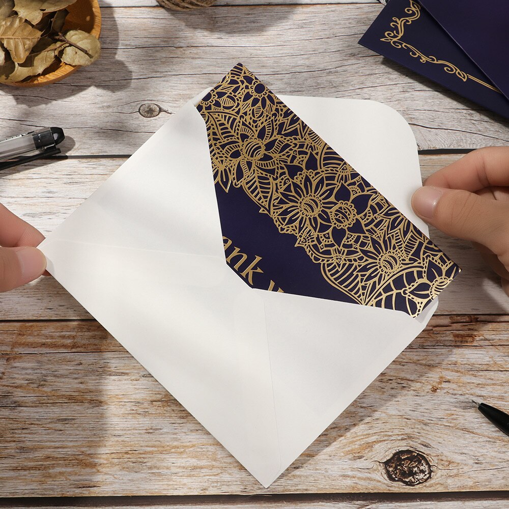 5Pcs Gold Embossed Thank You Cards Blank Note Cards with Envelopes Letter Perfect Greeting Business Wedding Card