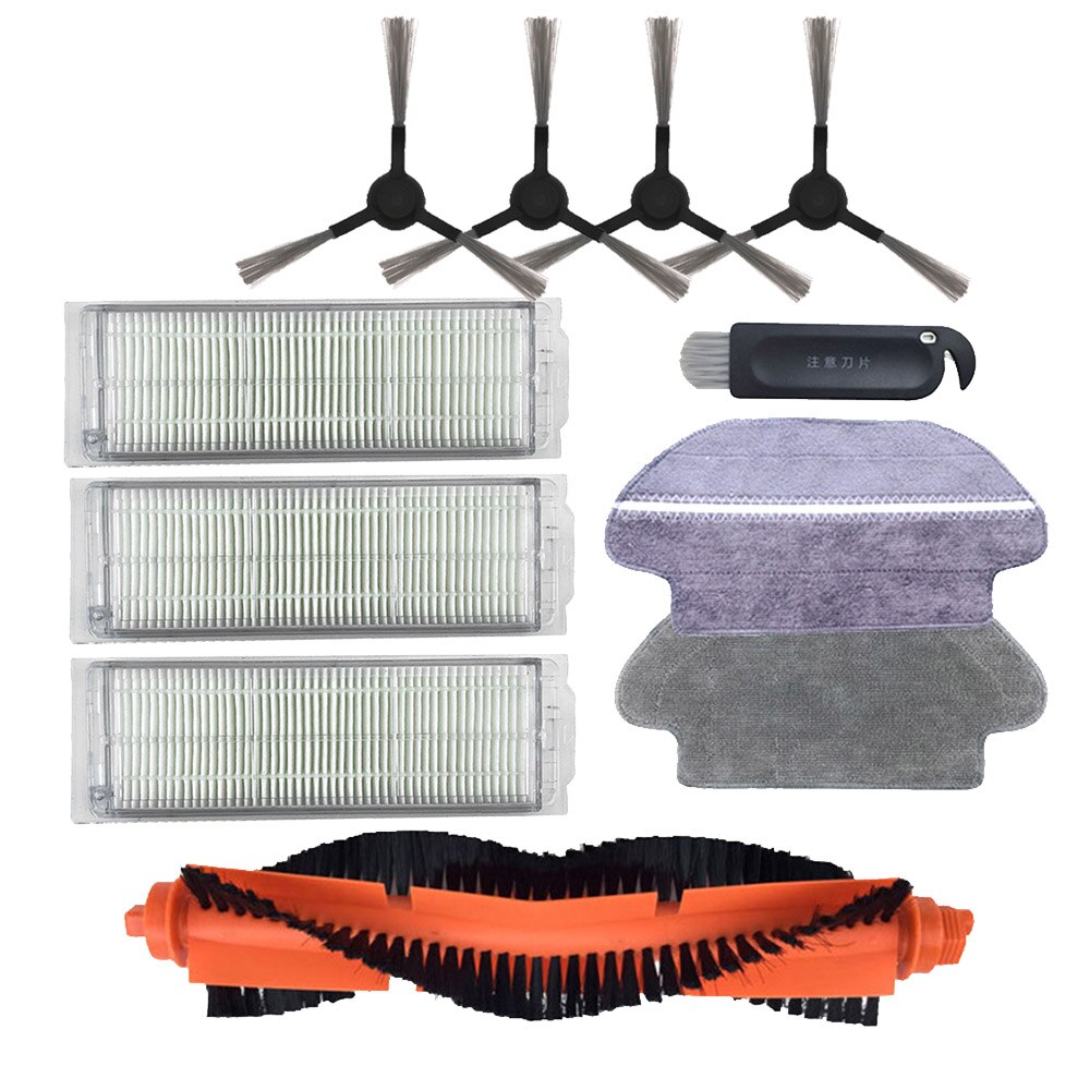 Hovedbørste hepa filter sidebørste moppe klud til xiaomi robotstøvsuger styj 02ym conga 3490 viomi  v2 pro filter v-rvclm 21b: Mørkegrå