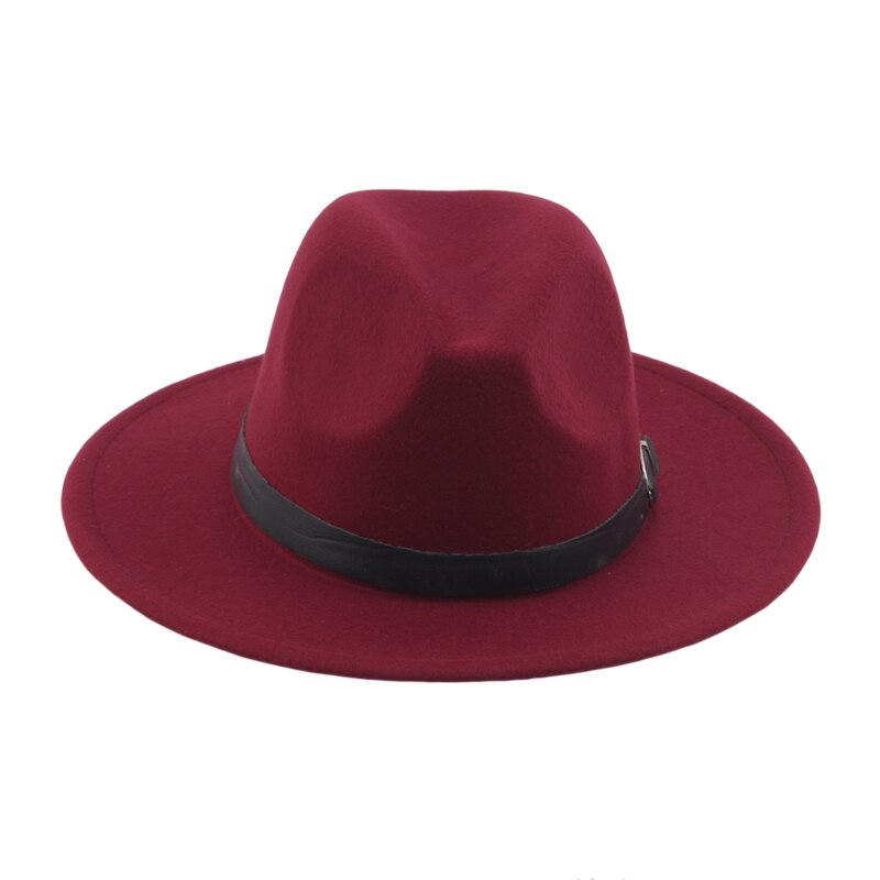 Mænd fedoras kvinders jazz hat sommer forår sort uld blandet cap udendørs afslappet hat: Rødbrun