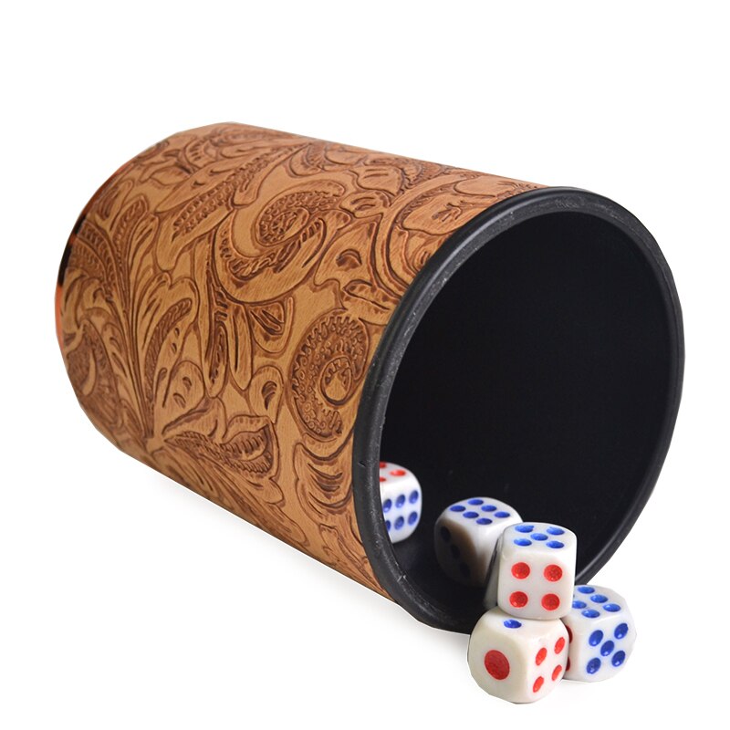Ktv bar gambling casino texas pokerspil metal+læder terning kop sæt & 6 stk digitale hvide/akryl terninger