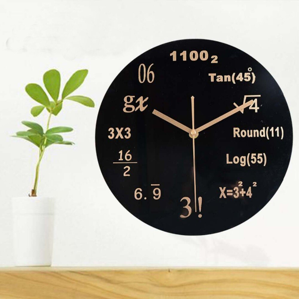 engineering math formula round electronic wall clock living room office quartz mute alarm clock 024