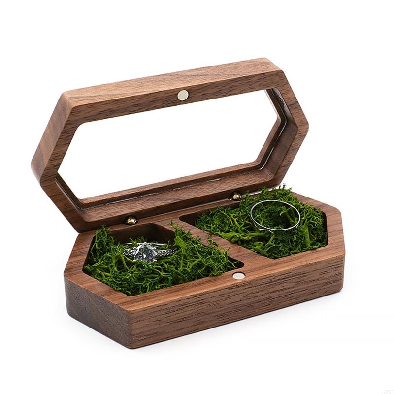 exquisit Walnussholz Ring Kasten Schmuck Organizer Anzeige Ring Aufbewahrungsbox Reise für fallen Schmuck Präsentation Kasten: Grün