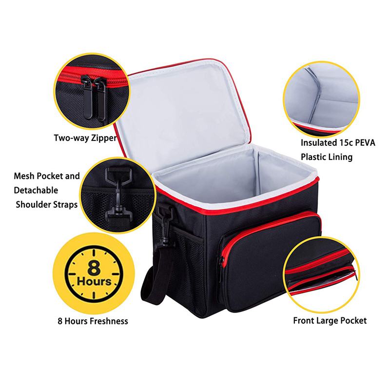 Saco de almoço isolado para homens das mulheres refrigerador crianças tote comida piquenique térmico lancheira, preto