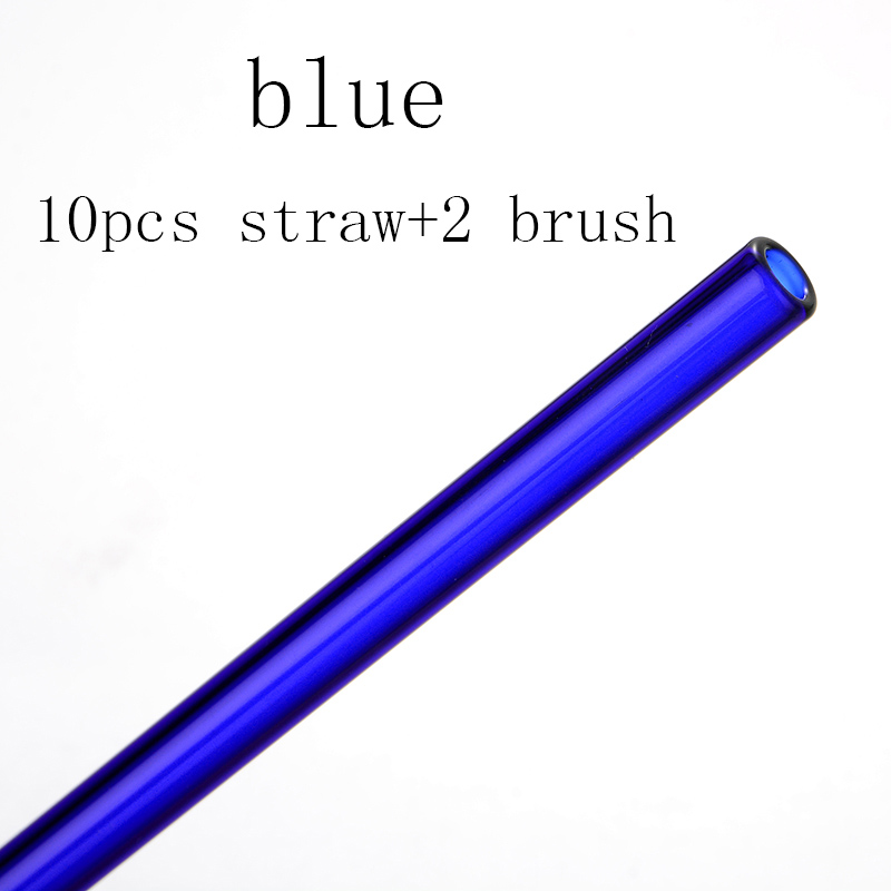 Paille en verre réutilisable faite à la main avec 2 pièces, brosse de nettoyage , pipette droite en verre, Tubularis: blue