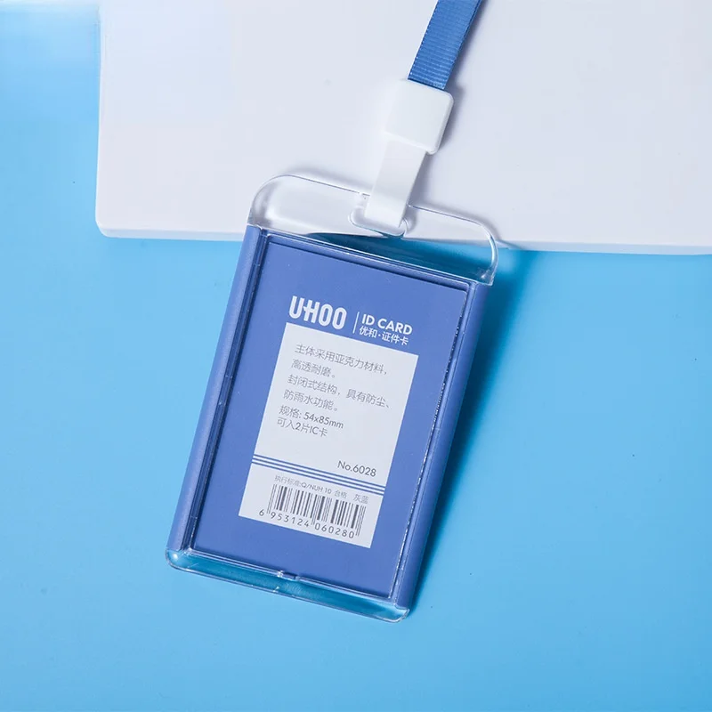 1 PCS Staff Employees ID Card Clear Pass Name Work Card Cover Case Sleeve with Lanyard Transparent Work Card Badge Holder Office: PURPLE