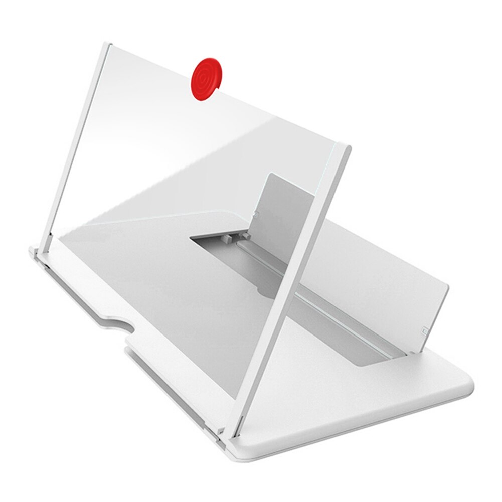 12 tommer 3d mobiltelefon skærm forstørrelsesglas hd video forstærker stander beslag se 3d film smart telefon beslag holder: Hvid