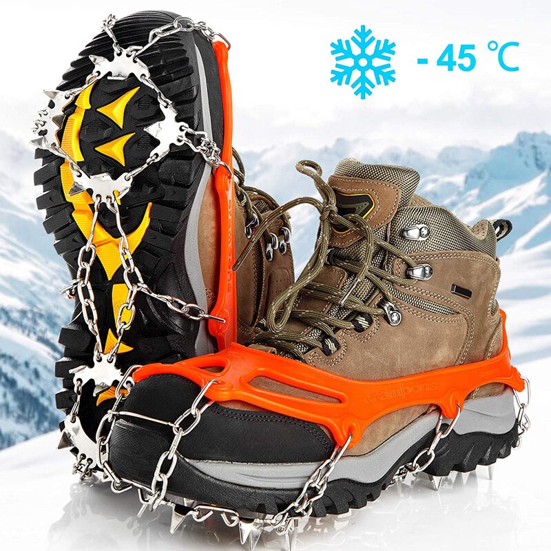Micro calzado con pinchos para escalada, sistema de tracción de hielo, crampones antideslizantes de seguridad, 19 garras y dientes, accesorios de acampada
