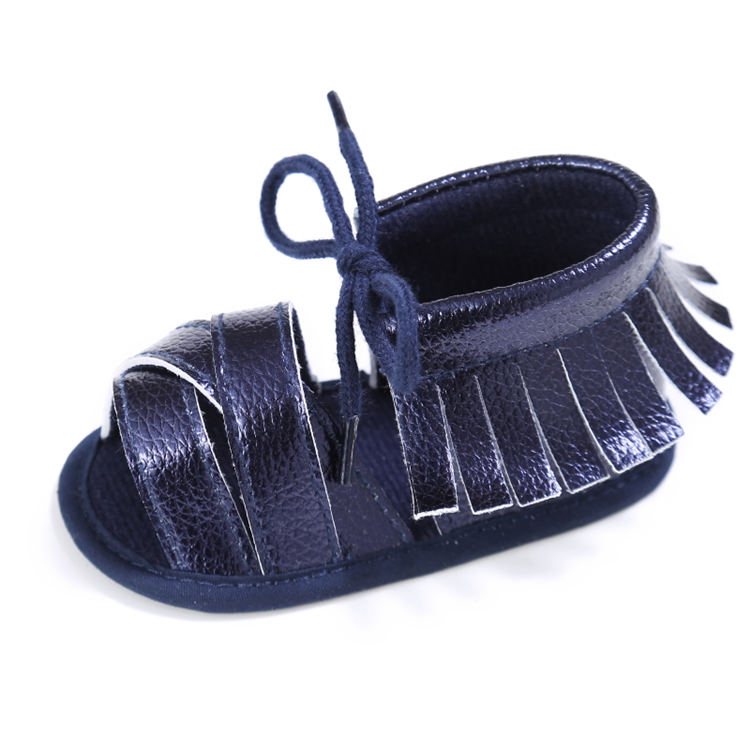 Baby Baby Schoenen Meisje Sandalen PU Bling Fringe Zachte Anti-Slip Zool Licht Gewicht Peuter Crib Schoenen meisje: Blauw / 0-6 months