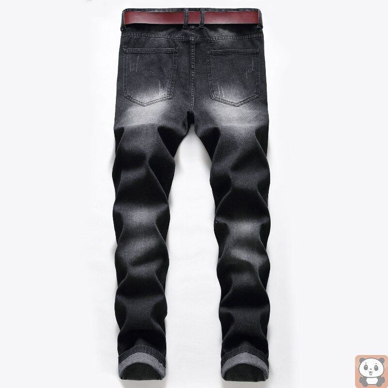 Men's Jeans Slim Ripped Jeans Men's Haulage Motor Contrast Color Trousers