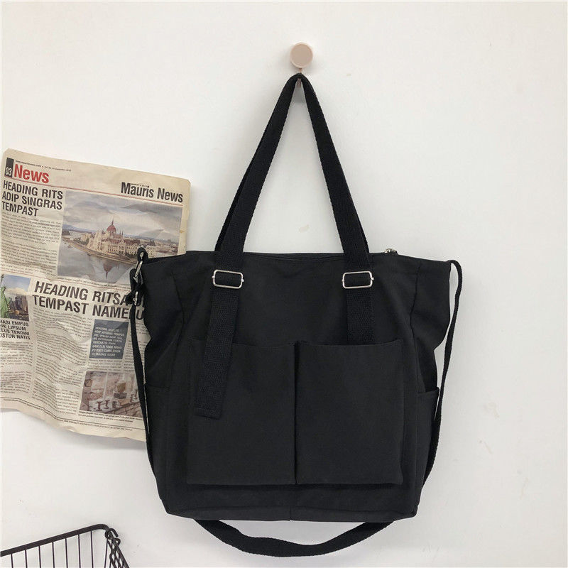 Wasserdichte Einkaufstasche Große Kapazität Leinwand Tasche Weibliche Umhängetaschen Japanische Schulter Tasche Taschen Schüler Schule Taschen Frauen Handtaschen: Blau