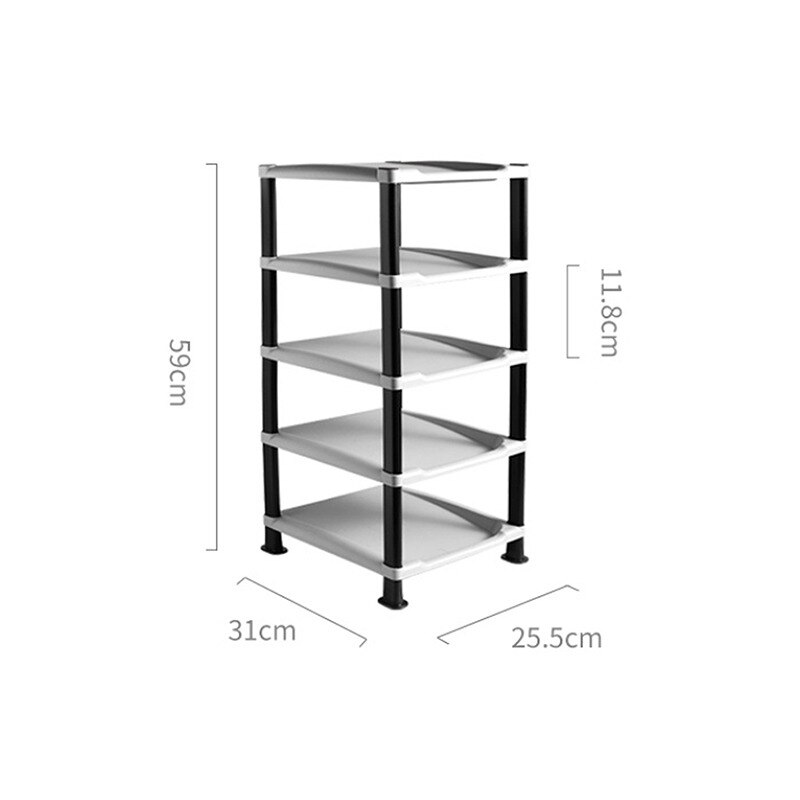 Solid 5 Layer Schoenenrek Plastic Monteren Opslag Schoenenkast Schoenenrek Hanger Thuis Organisator Accessoires