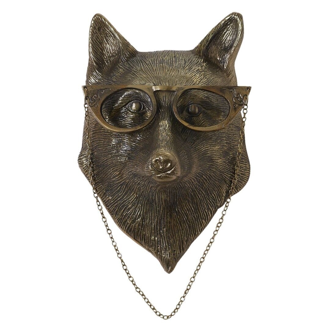 Pendentif mural en résine, tête de renard, lapin, cerf, souris, avec lunettes, Sculpture, , décoration murale pour la maison