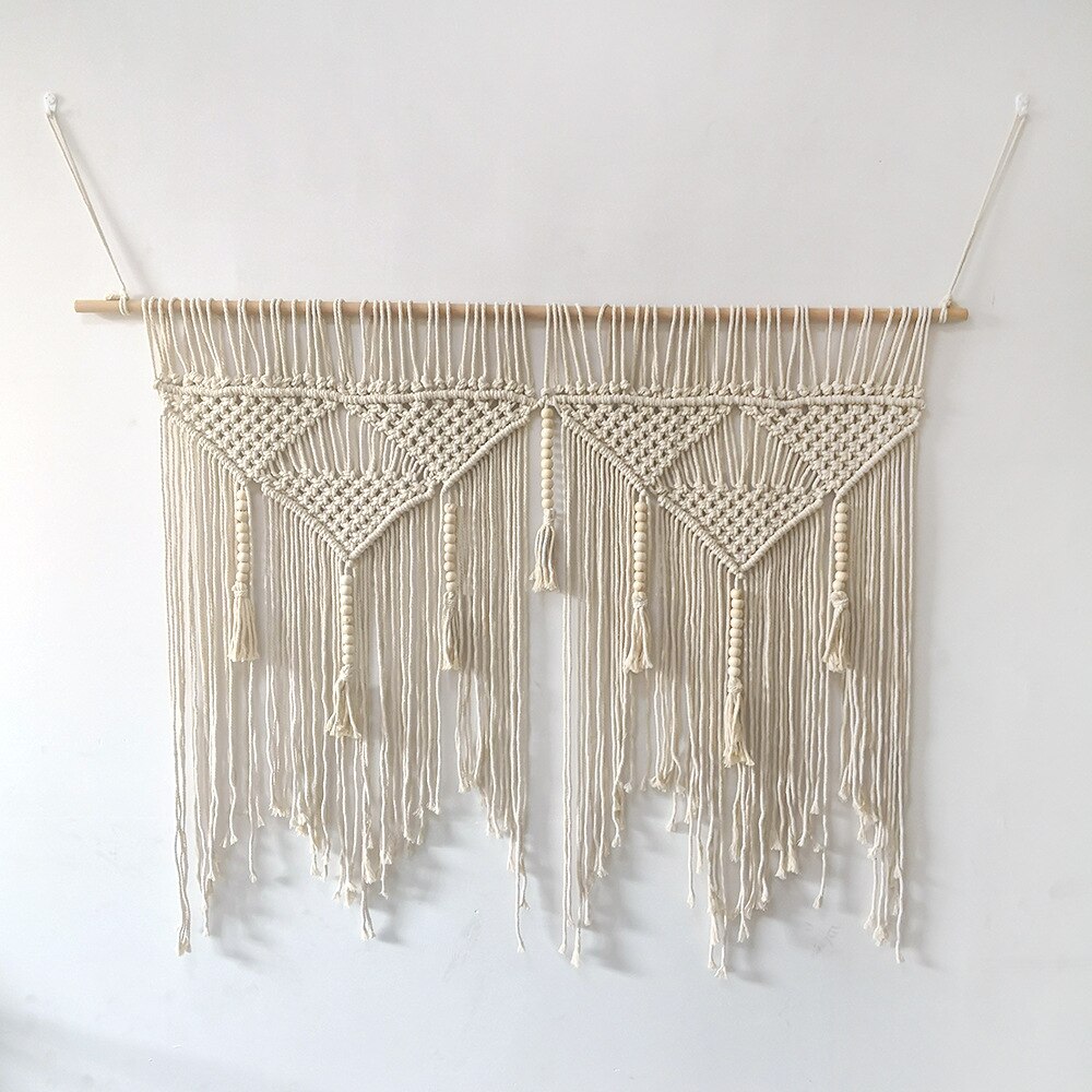 Macrame tecido parede pendurado boêmio boêmio quarto tapeçaria geométrica arte bonita apartamento dormitório decoração do quarto 100*120cm zm1031: white