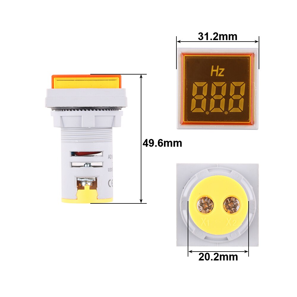 Square Digital Display Electricity Hertz meter 22mm Measuring Range 0-100 Hz Frequency Meter Indicator Signal Light Combo Tester