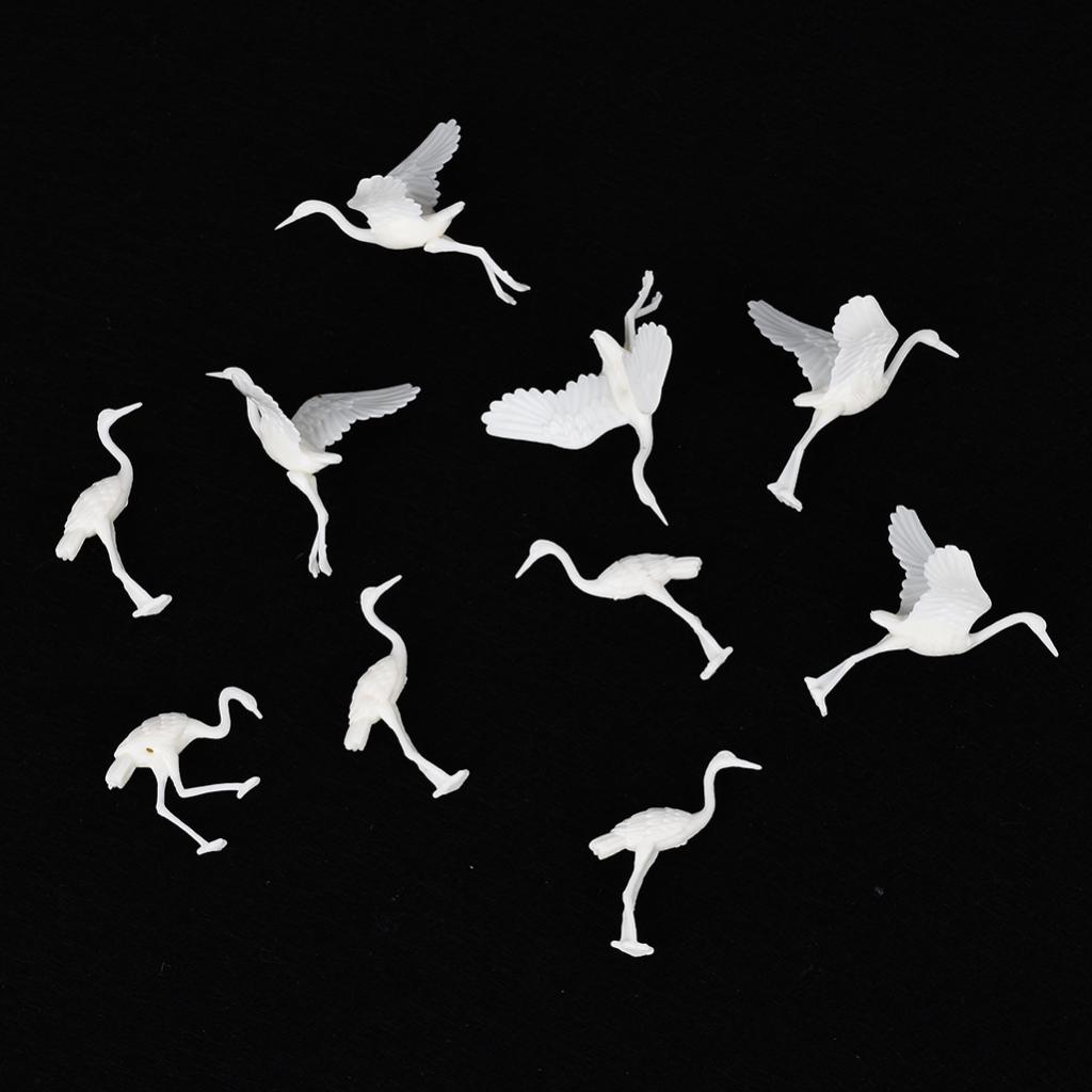 10 Stuks Plastic Miniatuur Japanse Crane Bird Beeldjes Voor Diy Zand Tafel