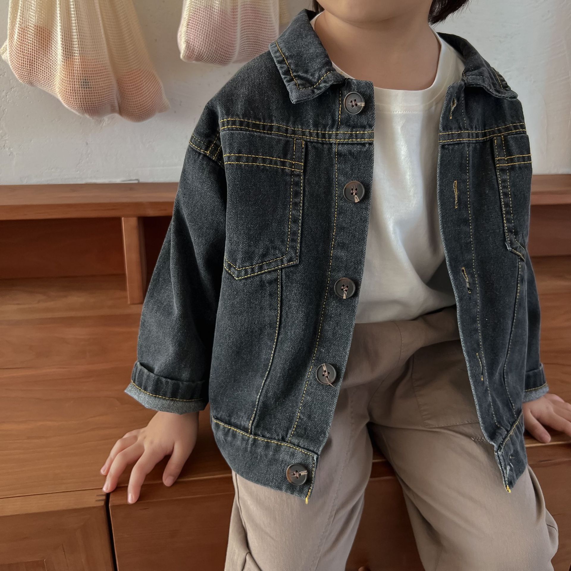 9889C giacca di jeans per bambini primavera autunno 2022 cappotto da ragazzo giacca da ragazza allentata Casual 1-7 anni abiti da cappotto per bambini