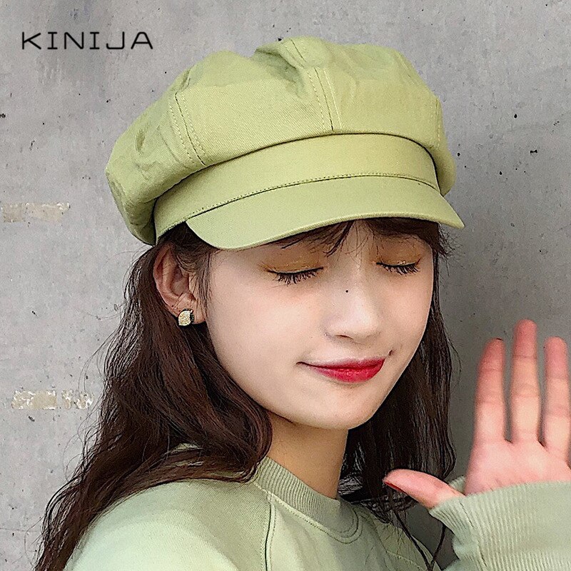 Kvinnlig platt basker vår höst tunn sektion söt åttakantig hatt söt shopping resor vild hatt målare hatt kvinnor tidningspojke keps