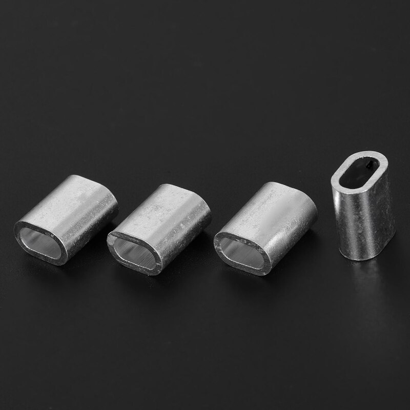 10 Pcs 3Mm Aluminium Alloy Wire Rope Ferrules & 100 Pcs 4Mm Diameter Wire Rope Aluminum Sleeves