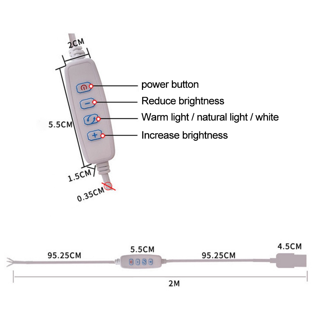 2m DC5V USB Adapter Power Plug Outdoor Waterproof Bulb Led Strip Dimmer Switch USB Connector Controller