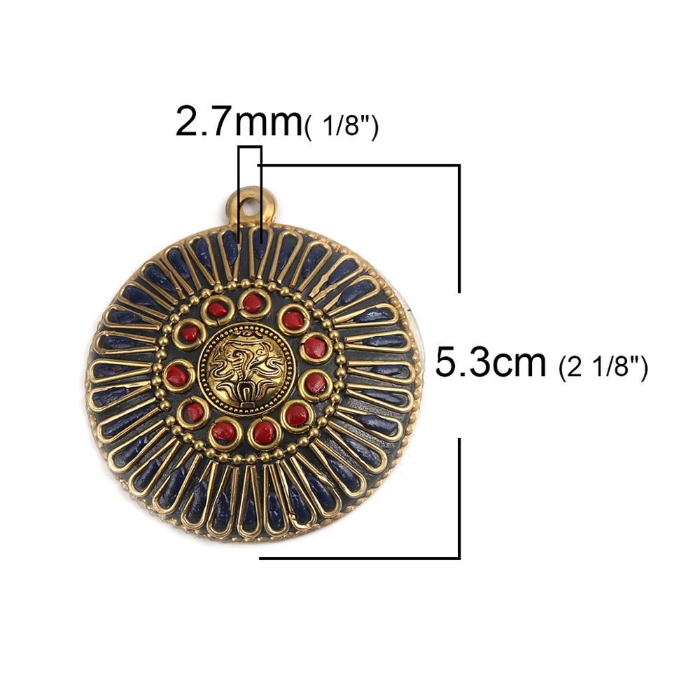 DoreenBeads Ethnische Serie Anhänger Zink Legierung Auf Religiöse Anhänger Horn-förmigen Gold Mehrfarbig Schmuck DIY Charme, 1 PC