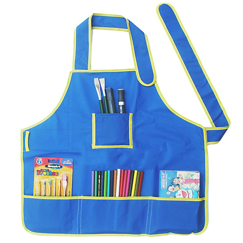 Multi function waterproof kids Apron for Children Apron With Pocket painting Child Pinafore Drawing Cooking Aprons Logo
