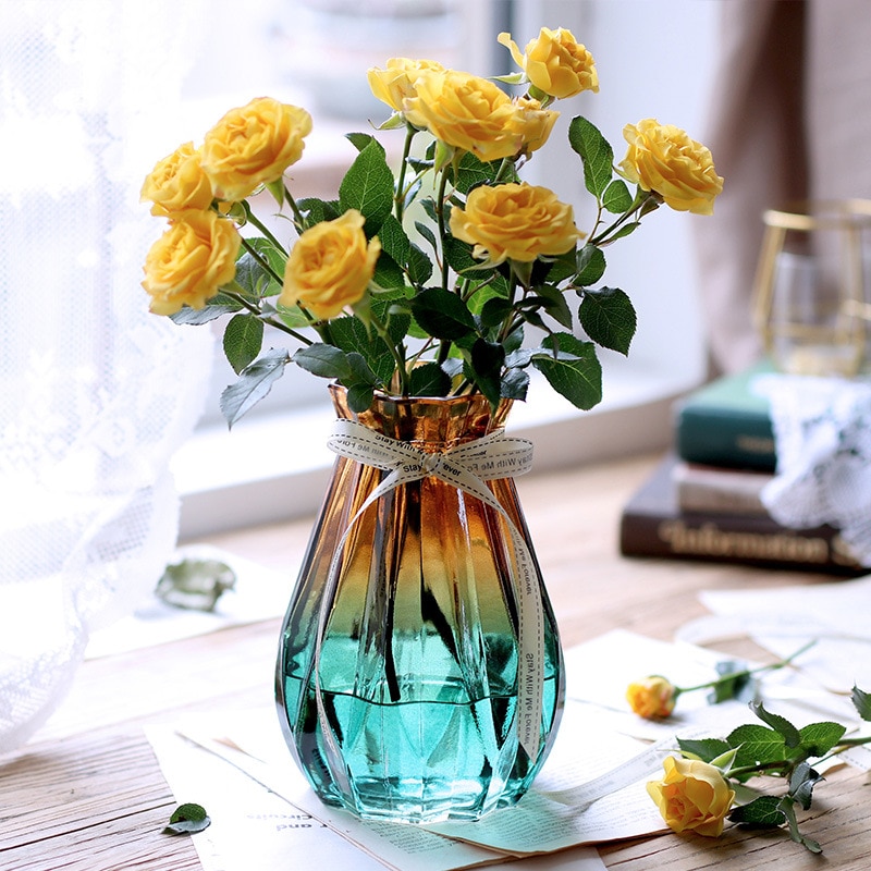 Nordisk glassvase europeisk gjennomsiktig vase blomsterarrangør vannkulturvase husholdningsvase