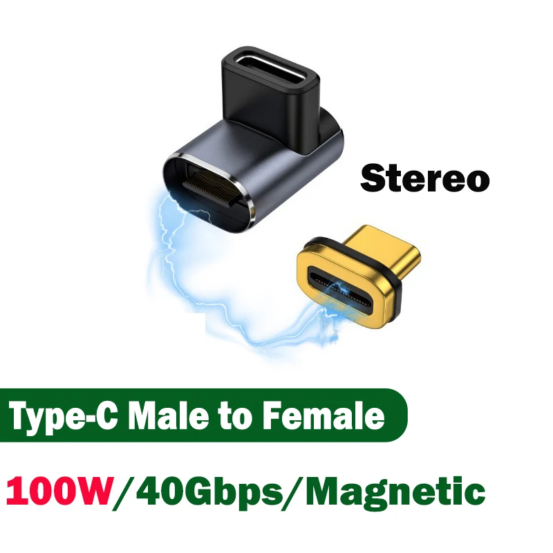 Adaptateur magnétique USB4.0 Thunderbolt 3, USB C vers Type C 40Gbps 140W 100W, câble convertisseur magnétique de charge rapide, adaptateur USB 8K: Rose