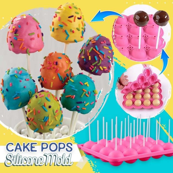 Pro Cake Pops Mold 20 Grids Big Size Silicone Ice Cream Mold Popsicle Molds Ice Tray Fruit Ice Moulds Round Shape Pink