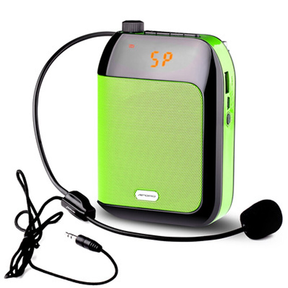 Stimme Verstärker 15W verdrahtet Mikrofon Für Lehrer Schule Hochschule Tour führen Tragbare FM Radio Megaphon Amplificador De Voz: grün